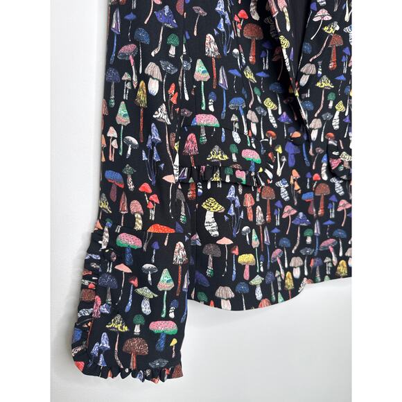Essentiel Antwerp Mushroom Print Ruffle odell Blazer Black Multicolor 36 small - Picture 5 of 13